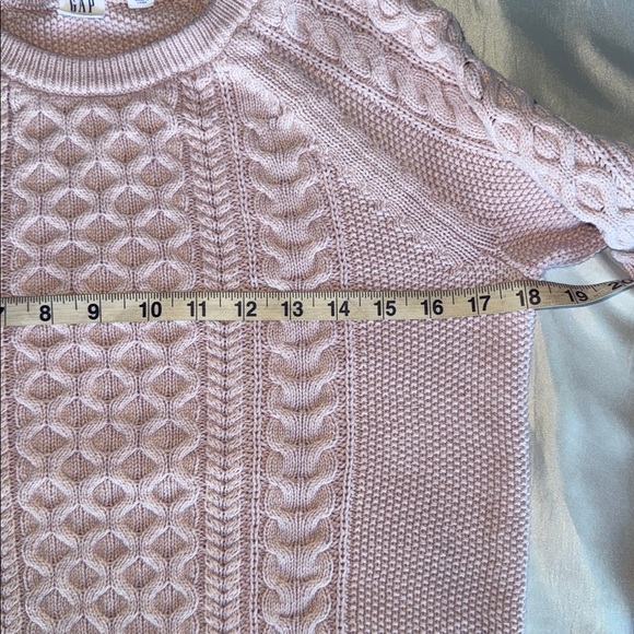 GAP Light Pink Cable Knit Cotton Sweater Mixed Weave Preppy Cozy Cabincore Sz S - Picture 7 of 12
